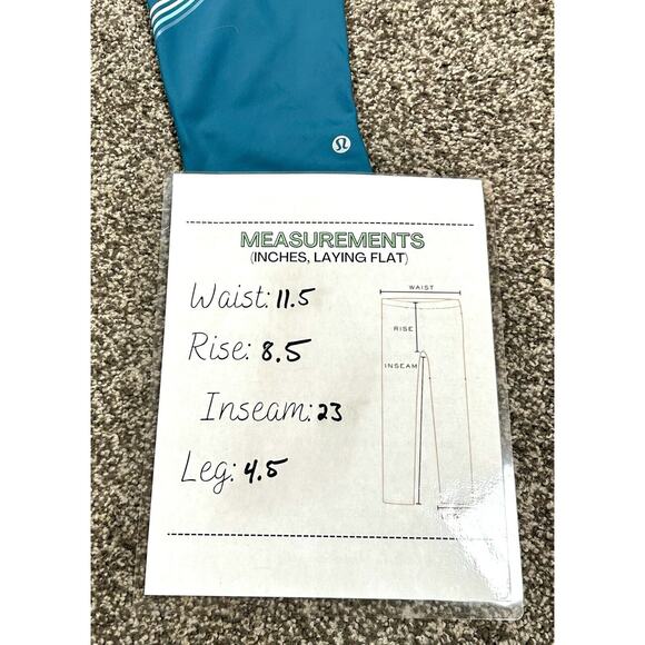 Lululemon Womens Speed Limit Leggings Size 4 Bermuda Teal Striped Length Altered - Picture 7 of 10
